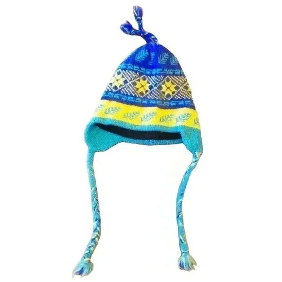 𝅺Pinyon Products Men's Navy/Yellow/Turquoise Wool Beanie - Picture 1 of 13
